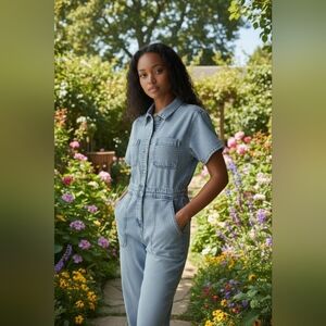 Celebrity Pink Size S Classic Blue Denim Jumpsuit